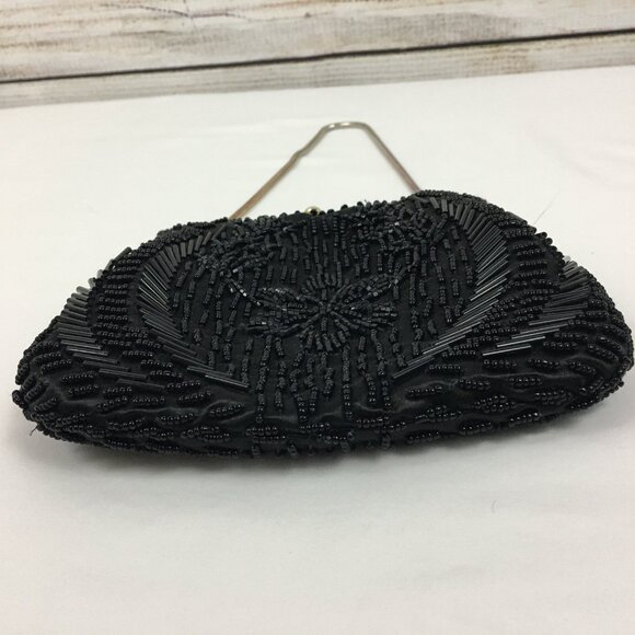 VTG Ed B Robinson Handbag Purse Beaded Black Kiss Clasp - Picture 6 of 10